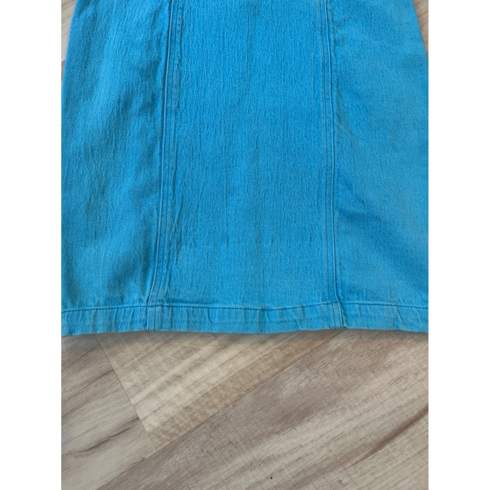 Studebaker Venice Vintage Denim Sheath Dress Turquoise Blue V-Neck Mini Size M - Picture 3 of 9